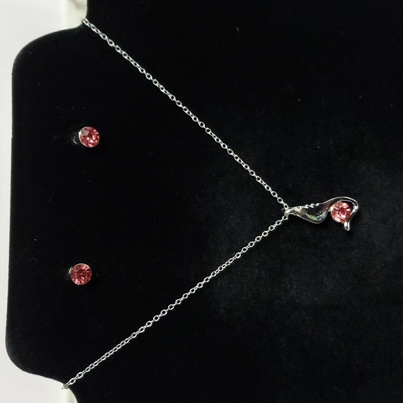 Angel Wing Pink Zirconia Set - Picture 1 of 9